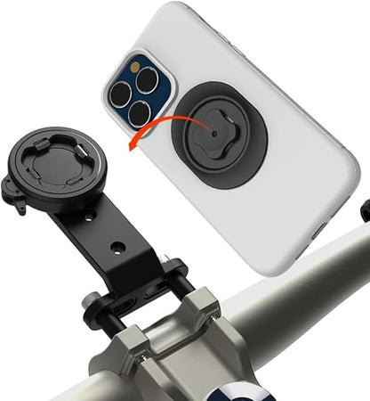 Out-Front Bike Phone Mount – Quad Safety Buckles Quick Release | CNC Aluminum Holder for iPhone & Android | Fits 4.0–6.7” Smartphones | Road/MTB Riding