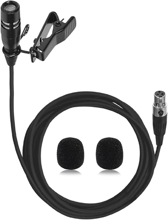 Lavalier Lapel Microphone Unidirectional Condenser Super Cardioid Mic Compatible with AKG Wireless Bodypack Transmitter System with Mini XLR 3 Pin TA3F Plug