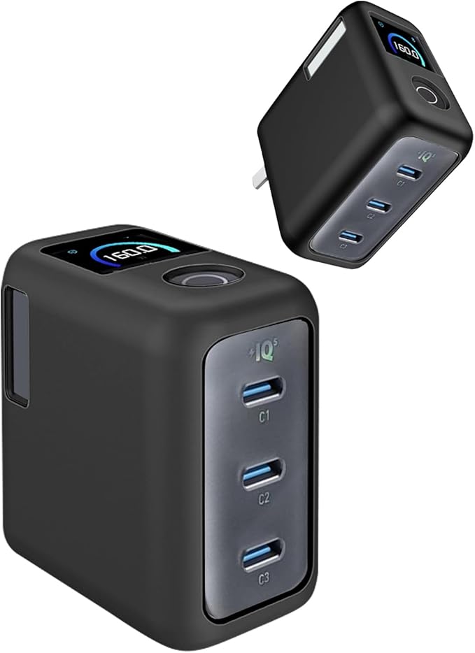 Silicone Protective Case for Anker Prime 160W USB-C Charger , Full-Body Protective Cover with Precise Cutout, Shockproof Dustproof Charging Block Protector Sleeve & Scratch-Resistant Sleeve (Black)