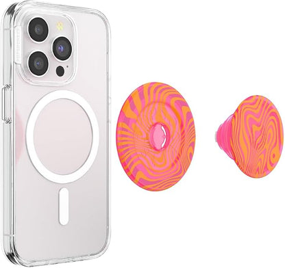 PopSockets Phone Grip for MagSafe, Magnetic Holder, Phone Stand - Swirl Aviation Orange