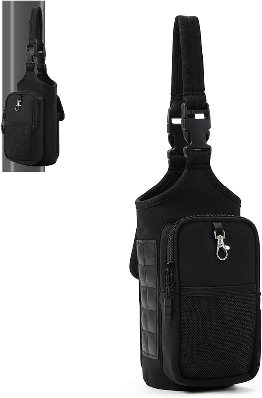 VAKAER Magnetic Gym Bag, Water Bottle Carrier Holder with Phone Pocket & Adjustable Strap,10 Ultra-Strong Magnets Stick to Fitness equipment, Workout Accessories Pouch for Women & Men, Black