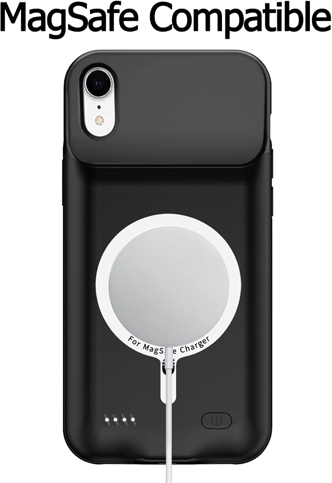 Battery Wireless Charging Case for iPhone XR, 10000mAh High Capacity Portable Rechargeable Protective Case Wireless Charging Compatible with iPhone XR (6.1 inch) Extended Battery Charger Cover (Black)
