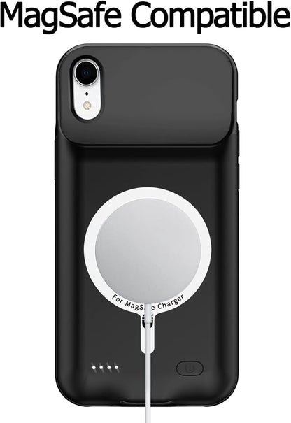 Battery Wireless Charging Case for iPhone XR, 10000mAh High Capacity Portable Rechargeable Protective Case Wireless Charging Compatible with iPhone XR (6.1 inch) Extended Battery Charger Cover (Black)