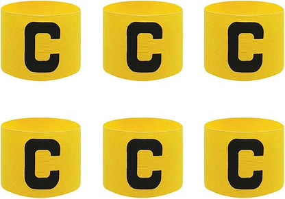 6 Pcs Adjustable Elastic Soccer Captain Armband Arm Bands Football Basketball Player Bands for Youth Adult Yellow