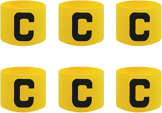 6 Pcs Adjustable Elastic Soccer Captain Armband Arm Bands Football Basketball Player Bands for Youth Adult Yellow