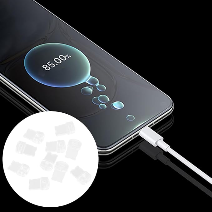 Housoutil Charging Port Dust Plug Protective Cover Clear Anti-Dust Stopper Phone Accessories Easy Install Reusable Plug for Mobile Phone Maintenance