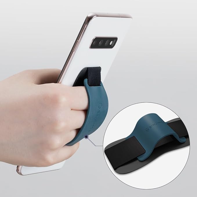 Sinjimoru Phone Grip with Silicone Band – Comfortable One-Hand Holder & Kickstand for Smartphones, Tablets, and eReaders for iPhone, Android, and Kindle Sinji Grip Silicone Black
