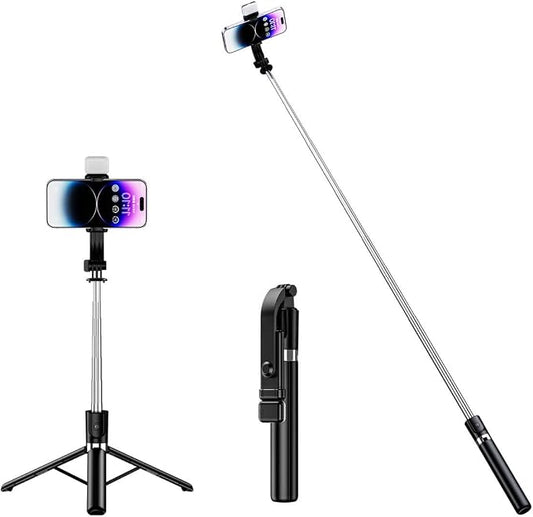 Tianle Selfie Stick with Fill Light, 67 Inch Phone Tripod Extendable Cell Phone Tripod Stand with Wireless Remote and Phone Holder Compatible with iPhone Android for Selfie, Video Recording, Photo