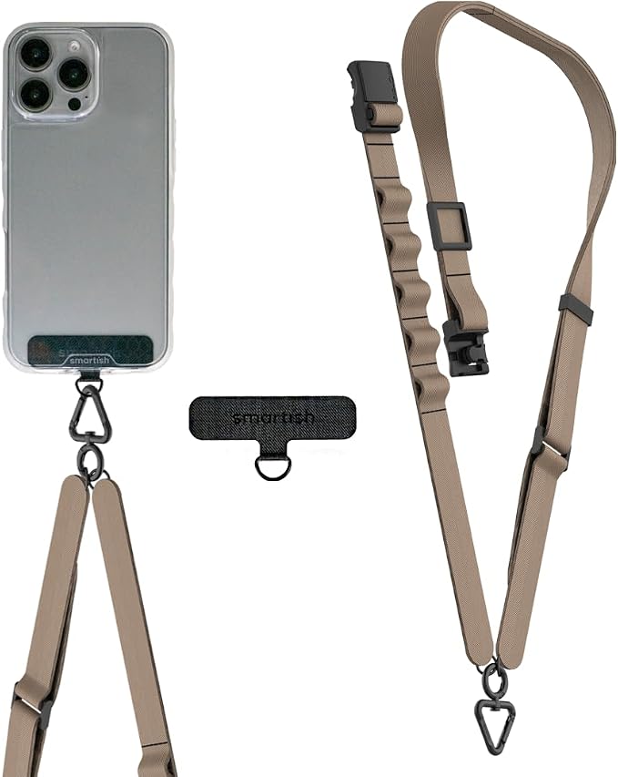 Smartish Phone Lanyard - Case Clinger - Universal iPhone Holder w/Detachable Crossbody Shoulder Neck Strap w/Storage Loops, Fidlock, Insert for Phone Cases iPhone, Galaxy, Pixel - Sandstorm