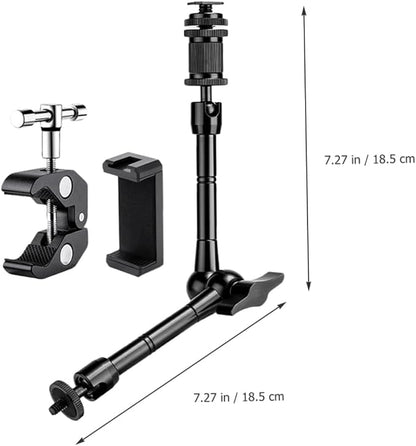 Adjustable Clip on Phone Holder Stand Rotatable Arm Mobile Phone Mount for Desk Car Bedroom Office Hands Free Viewing