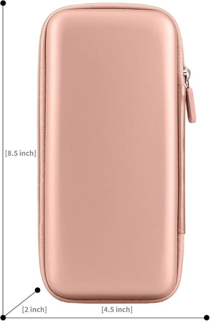 iMangoo Travel Essential Electronics Organizer Pouch Charger Case, Shockproof Dual Zipper Power Bank Cables Tech Accessories Purse, Men & Women Travel Must Have Storage Bag, 8.5x4.5x2 inch Rose Gold