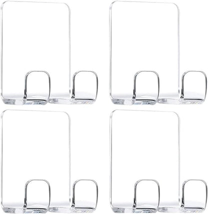 Clear Adhesive Hooks for Shower Wall Shaver Holder Razor Holder Storage Holders for Phone, Bathtub Organizers and Storage Shower Hook Kitchen Organizer for Razor Plug Towel (Clear-4pcs)