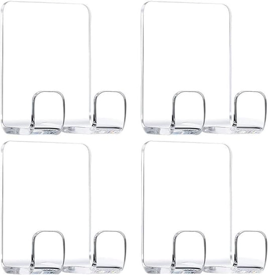 Clear Adhesive Hooks for Shower Wall Shaver Holder Razor Holder Storage Holders for Phone, Bathtub Organizers and Storage Shower Hook Kitchen Organizer for Razor Plug Towel (Clear-4pcs)