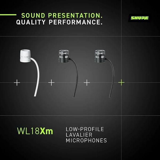 Shure WL184M Professional Low-Profile Lavalier Microphone - Supercardioid Condenser Lav Mic with TA4F Termination, includes Pouch, Tie Clip & Snap-Fit Windscreen - Black (WL184MB/S-TQG)
