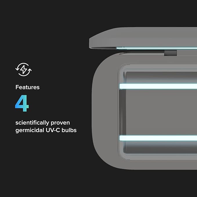 PhoneSoap Pro UV Smart Phone Sanitizer & Universal Cell Phone Charger Box | Patented & Clinically Proven 360-Degree UV-C Disinfection | Disinfects and Charges All Phones (Red)