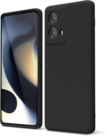 oakxco for Motorola Moto Edge 2024 Phone Case Liquid Silicone, Thin Slim Soft Rubber Gel TPU Plain Protective Simple Cover for Women Girl Cute, Matte Solid Color Aesthetic, Black