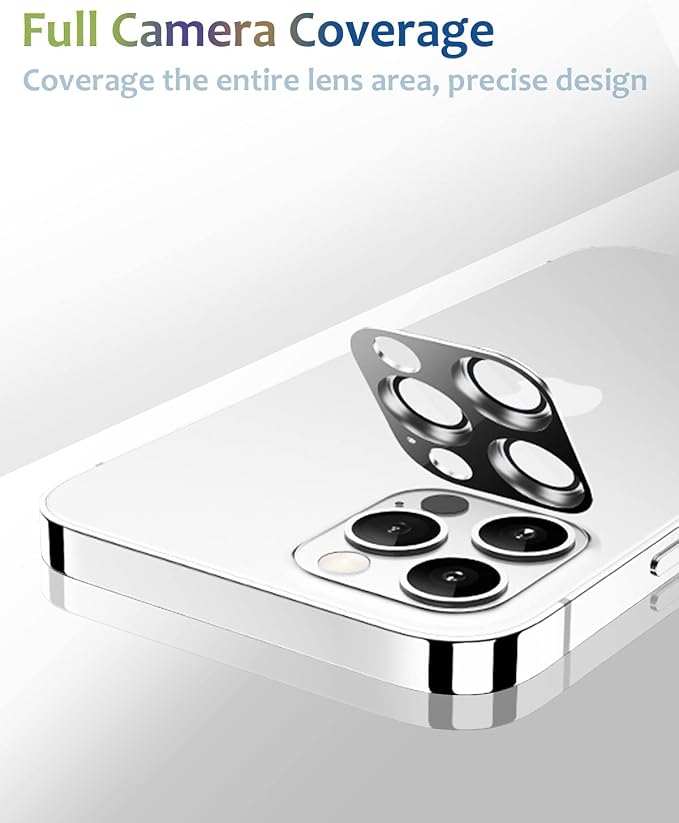 [2 Pack] Camera Lens Protector Compatible for iPhone 13 Pro / 13 Pro Max Metal Plus Tempered Glass Camera Cover Support LIDAR Scanner, Anti-Explosion for iPhone 13 Pro Max /13 Pro Silver Gold