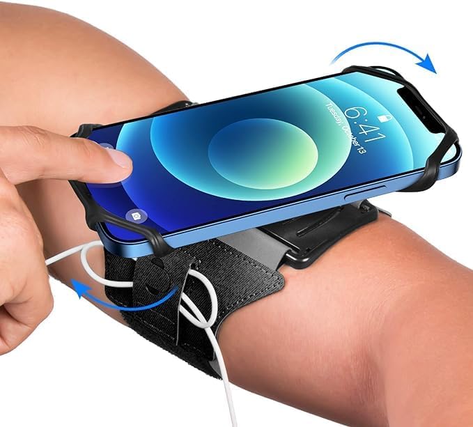 Running Armband 360° rotatable for iPhone 15/14/13/Pro Max/Pro/Mini/12/11/SE/Xs/XR/X/8/7/Plus, Suitable for All 4-6.7 inch Smartphones, Running Hiking and Cycling Mobile Phone Armband