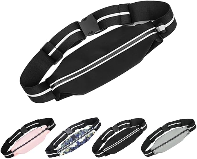 Running Belt for men,Water Resistant Fanny Pack for Women,cycling exercise travel,Reflective strips suitable for night,Slim Running adjustable size running belt bag for iPhone 17 16 15 Samsung