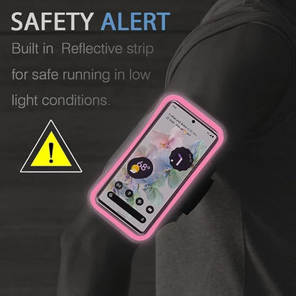 Pixel 10/9 Pro XL Armband, JEMACHE Gym Running Workouts Arm Band for Google Pixel 10/9 Pro XL, 8/7/6 Pro (Rosy)