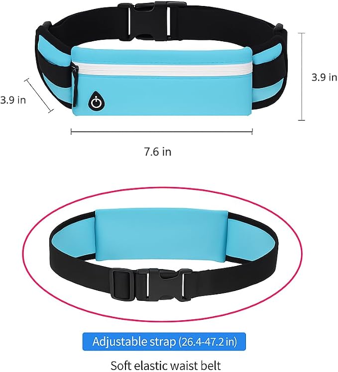 Running Belt 2 Pack – No Bounce Waterproof Fanny Pack for Men & Women, Slim Waist Pack with 3 Pockets, Reflective Running Belt for Phone, Jogging, Hiking, Travel, Workout