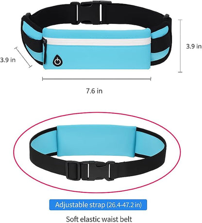 Running Belt 2 Pack – No Bounce Waterproof Fanny Pack for Men & Women, Slim Waist Pack with 3 Pockets, Reflective Running Belt for Phone, Jogging, Hiking, Travel, Workout