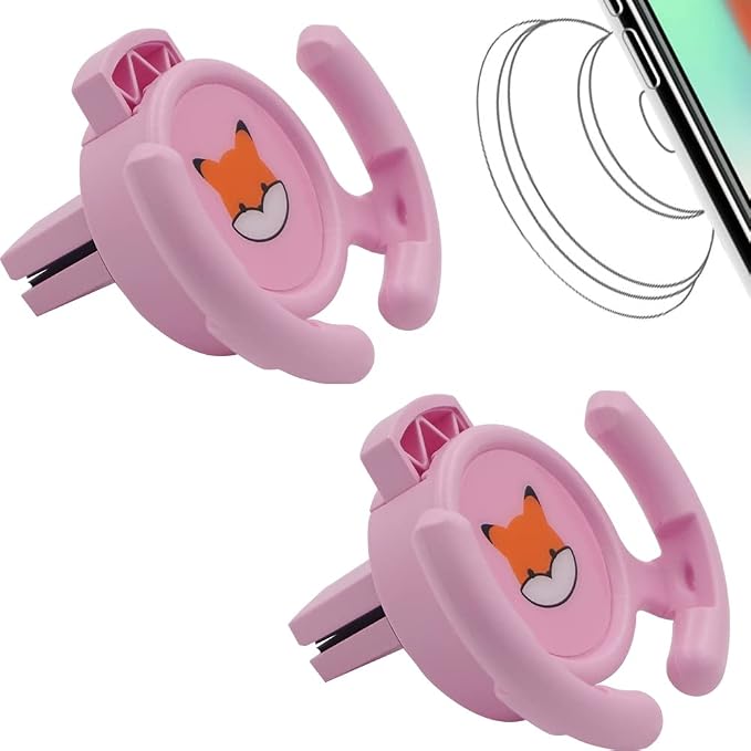 Car Vent Mount Holder 2 Pack - Compatible with Popsocket - Car Mount Made for Pop Socket Grips Collapsible Phone Holder for Pop Mount with Secure AC Vent Clip, Horizontal Air Vent ONLY (Pink)