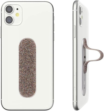 Momostick Flatstick, Cell Phone Finger Grip Strap Holder for Hand, Cell Phone Stand, New Slim Finger Loop Selfie Grip Compatible with Most Smartphones - Glitter Aurora