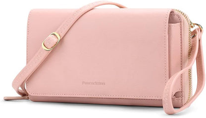 Peacocktion Crossbody Bags for Women RFID Wristlet Wallets Travel Vegan Leather Small Clutch Purses with Phone Pocket Zipper