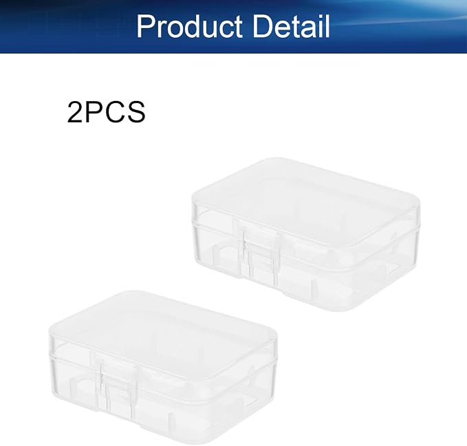 Heyiarbeit Battery Organizer Box PP Battery Storage Case Battery Holder Storage for 18500 Carrying Battery Transparent 2Pcs