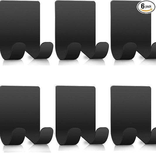 Luckyiren Razor Holder Shaver Hook Hanger Stand for Shower (6 Pack) Self Adhesive Stainless Steel Heavy Duty Utility Storage, Bathroom Kitchen Organizer for Plug Robe Towel Loofah Bathrobe Coat