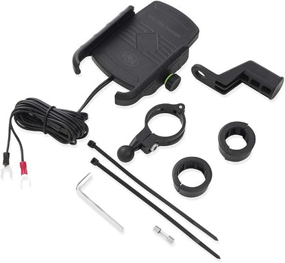 iMESTOU Motorcycle Wireless Charger Phone Mount Waterproof Handlebar Qi Charging Phone Holder 360 Rotatable for 3.5-6.5 Inch Cellphones Work with 12V/24V Vehicles
