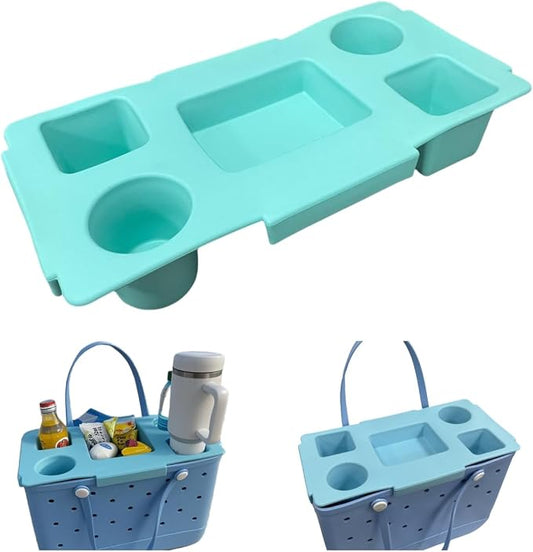 Top Cup Phone Holder Tray Storage Lid for Stanley Compatible with Bogg Bag XL Cover, Cup Organizer Holder Waterproof Silicone Multifunctional Storage Box for Outdoor Beath Camping Travel (Green, XL)
