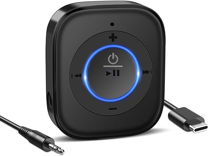 Golvery Bluetooth Receiver for Old Speaker with Latest Bluetooth V5.4, 20-Hour Battery Life, Handsfree Calls, Dual Connection to 2 Cell Phones, Built-in Microphone, for Wired Headphones, Home Stereo