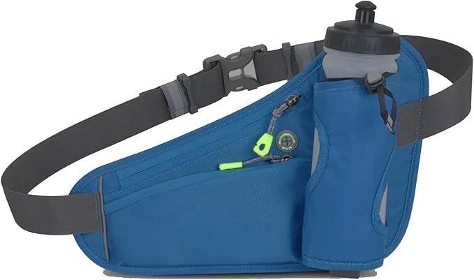 HOTEMIA Fanny Pack with Water Bottle Holder, Hydration Running Belt for Men Women Adjustable Strap Waist Bag Suitable for Hiking Running Walking Jogging Camping (Bottle Not Included) (Blue)