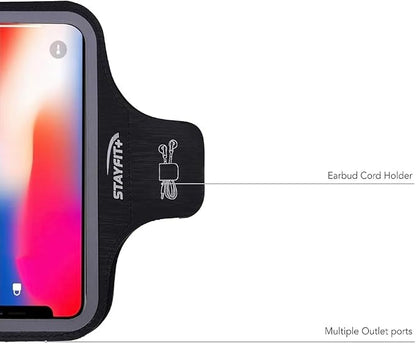Stayfit Active Cell Phone Fashion Armband for iPhone 8, 7, 7S, 6, 6S, SE, 5 and Samsung Galaxy S9, S8, S7, S6 Phones (Charcoal/Grey, Regular)