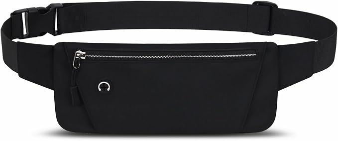 Lightweight Running Belt for Phone with Waterproof Fanny Pack, Adjustable Buckle, and Earphone Port - Store Essentials Snugly for Fitness, Cycling, and Travel, Black, One Size, Sport, XYB-1