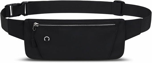 Lightweight Running Belt for Phone with Waterproof Fanny Pack, Adjustable Buckle, and Earphone Port - Store Essentials Snugly for Fitness, Cycling, and Travel, Black, One Size, Sport, XYB-1