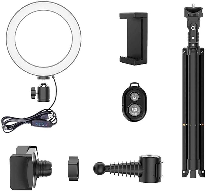 Bower 8" Selfie Ring Light Studio with Adjustable Tripod and Phone Holder – Professional Photo and Video Lighting Kit for Vlogging, Streaming, and Social Media Content Creation