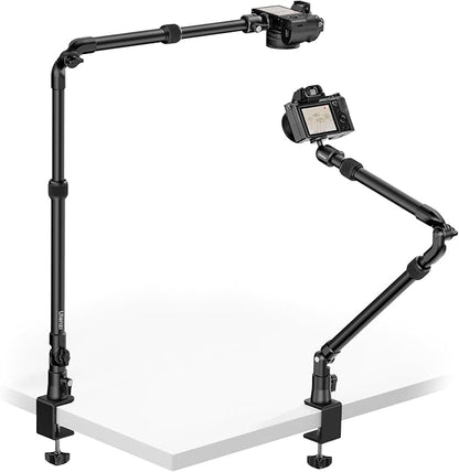 ULANZI ZJ02 Camera Desk Mount Overhead Magic Arm, 98cm/38.6inch Aluminum Adjustable Articulating Arm with 1/4" Ball Head for Cameras DSLR Lights Mount for Live Streaming/Photo Video Shooting