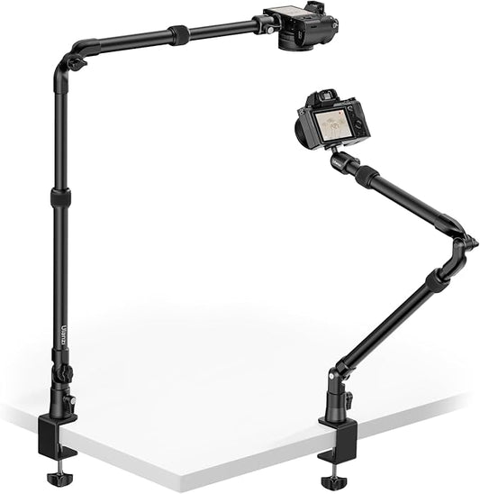 ULANZI ZJ02 Camera Desk Mount Overhead Magic Arm, 98cm/38.6inch Aluminum Adjustable Articulating Arm with 1/4" Ball Head for Cameras DSLR Lights Mount for Live Streaming/Photo Video Shooting