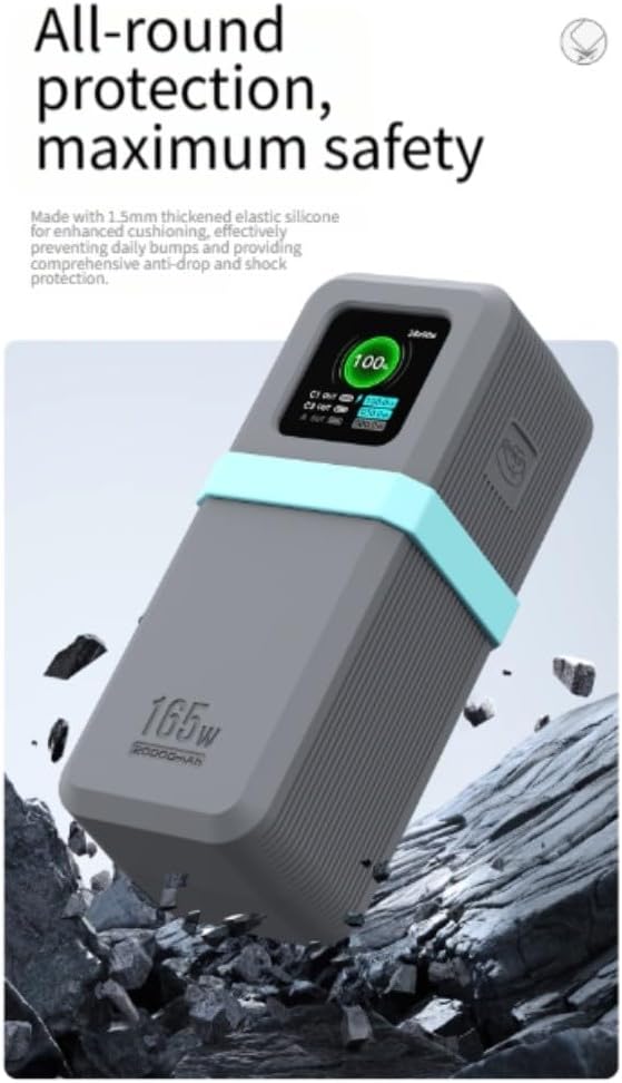 Silicone Protective Cover for UGREEN Nexode Power Bank 20000mAh 165W, Designed to Fit Perfectly While Offering Display Protection and Unhindered Port Access (Black)