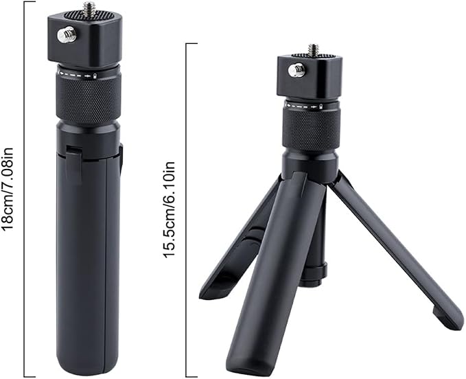 Bullet Time Handle Tripod Rotating Grip for Insta360 X5/X4/X3, DJI OSMO Pocket 3, GoPro – 360° Rotating Grip, 1/4" Thread, 6 lbs Capacity, Compact Selfie Stick & Tabletop Tripod