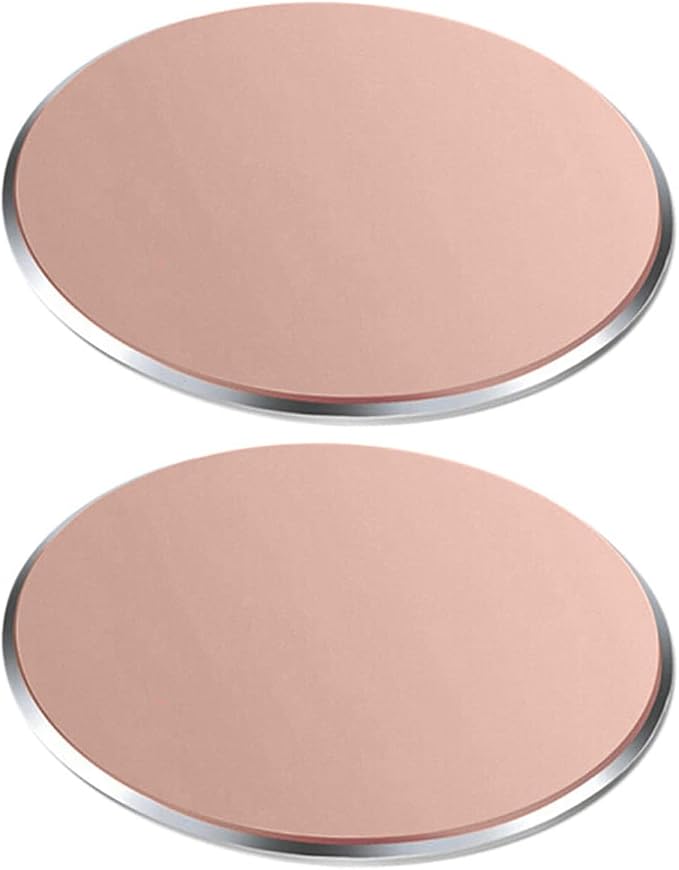 SALEX Replacement Rose Gold Metal Plates Set for Magnetic Car Phone Holders, Wall & Air Vent Mounts, Cases, Magnets. Kit of 2 Cute Pink Round Iron Discs Without Holes. 3M Adhesive Backing. 2 Pack.