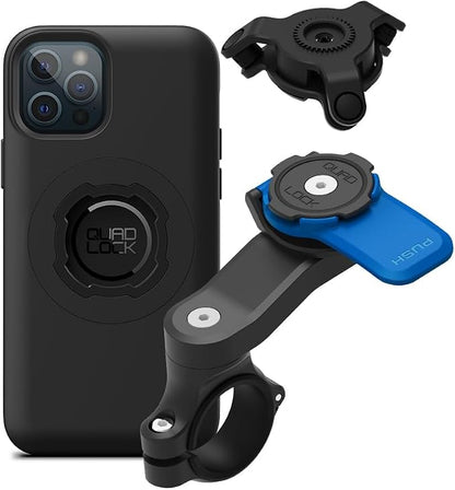 Quad Lock Motorcycle Handlebar Mount Kit with Vibration Dampener and MAG Phone Case for iPhone 12/12 Pro