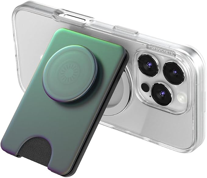 PopSockets Kick-Out Wallet for MagSafe, Adjustable Kickstand, Magnetic Stand, Green - Nightshade