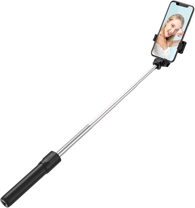Tianle Selfie Stick, 30 Inch Phone Tripod Extendable Cell Phone Tripod Stand with Wireless Remote and Phone Holder Compatible with iPhone Android Phone for Selfie, Video Recording, Photo
