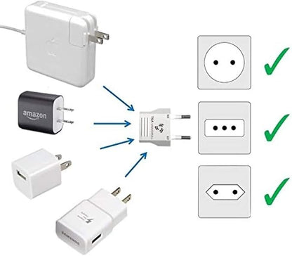 United States to Indonesia/Bali Travel Power Adapter to Connect North American Electrical Plugs to Indonesian Outlets for Cell Phones, Tablets, eReaders, and More (6-Pack, White)