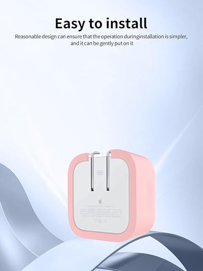 Case for Apple 35W Dual USB-C Port Compact Power Adapter, WUNIAK Soft Silicone Protective Portable Scratch Shock Resistant Shell, Protective Case for Apple 35W Dual USB-C Charger, Pink
