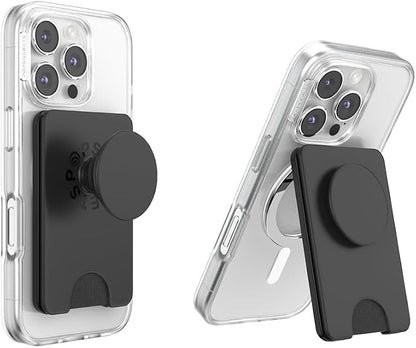 PopSockets Kick-Out Wallet for MagSafe, Adjustable Kickstand, Magnetic Stand, Black - Black